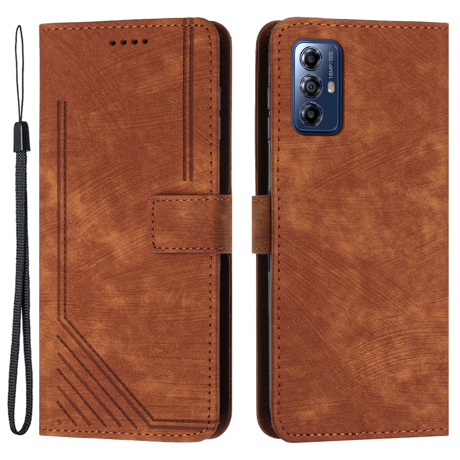 For Motorola Moto G Play (2024) 4G PU Leather Stand Cover Line Wallet Phone Case Skin Touch Feeling - Brown For Motorola Moto G Play (2024) 4G PU Leather Stand Cover Line Wallet Phone Case Skin Touch Feeling - Brown